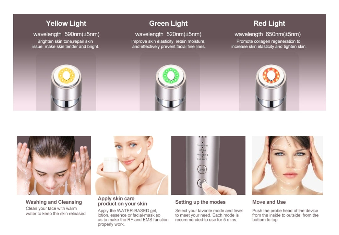 Radiofrecuencia Facial con Galvanica Microcorriente Ems Leds